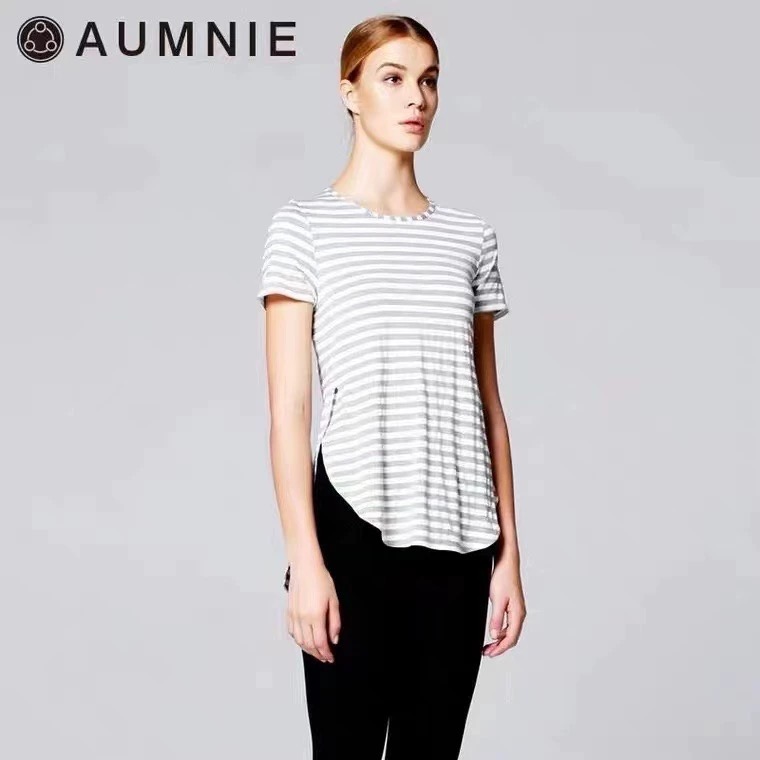 AUMNIE澳弥尼高低开叉T恤瑜伽短袖罩衫速干透气轻薄宽松健身服