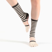 MEIKAN中筒瑜伽袜条纹防滑袜子女室内健身五指袜运动袜