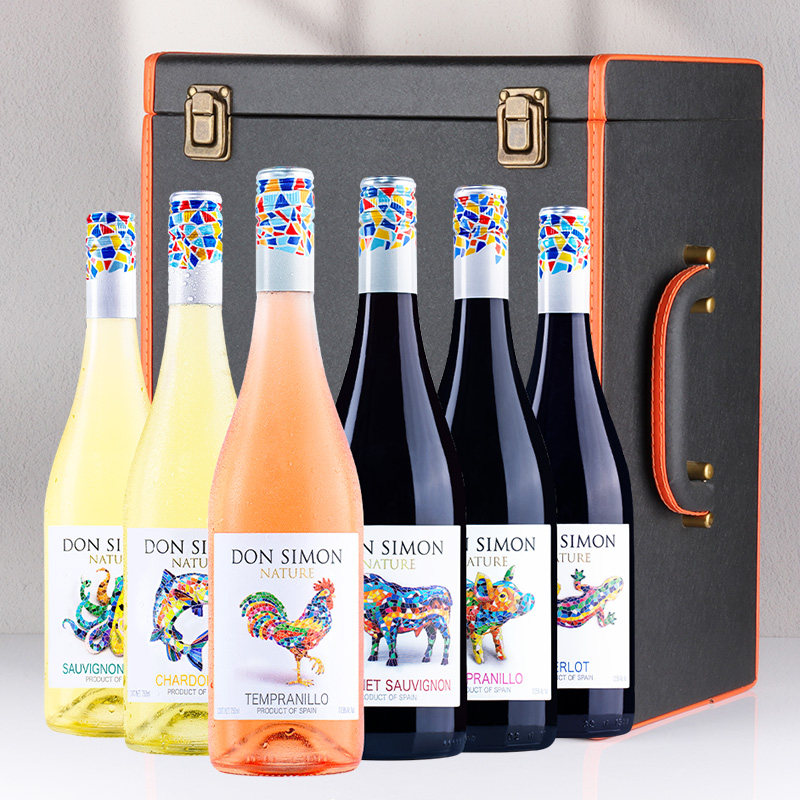 原瓶进口红酒爱之湾干白红桃红梅洛葡萄酒6支礼盒装正品家宴系列