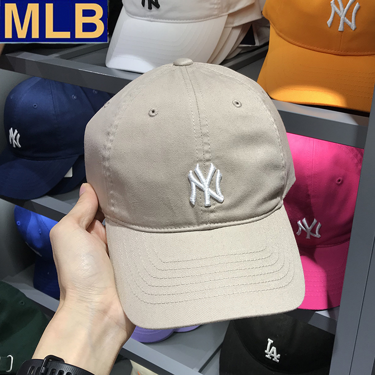 韩国mlb专柜2018新款NY小标棒球帽男女黑色鸭舌帽软顶防晒帽子LA