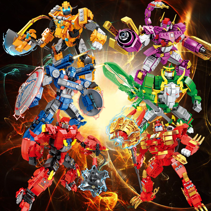 中国积木十二星座斗士机甲战士变形机器人儿童益智拼装男孩子玩具