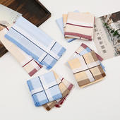 40cm男士 色织缎条方巾 怀旧吸水擦汗手绢经典 绅士全棉手帕薄款 老式