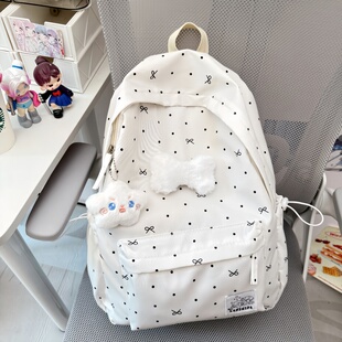 可爱书包初高中生少女心氛围感波点百搭高颜值学生双肩包