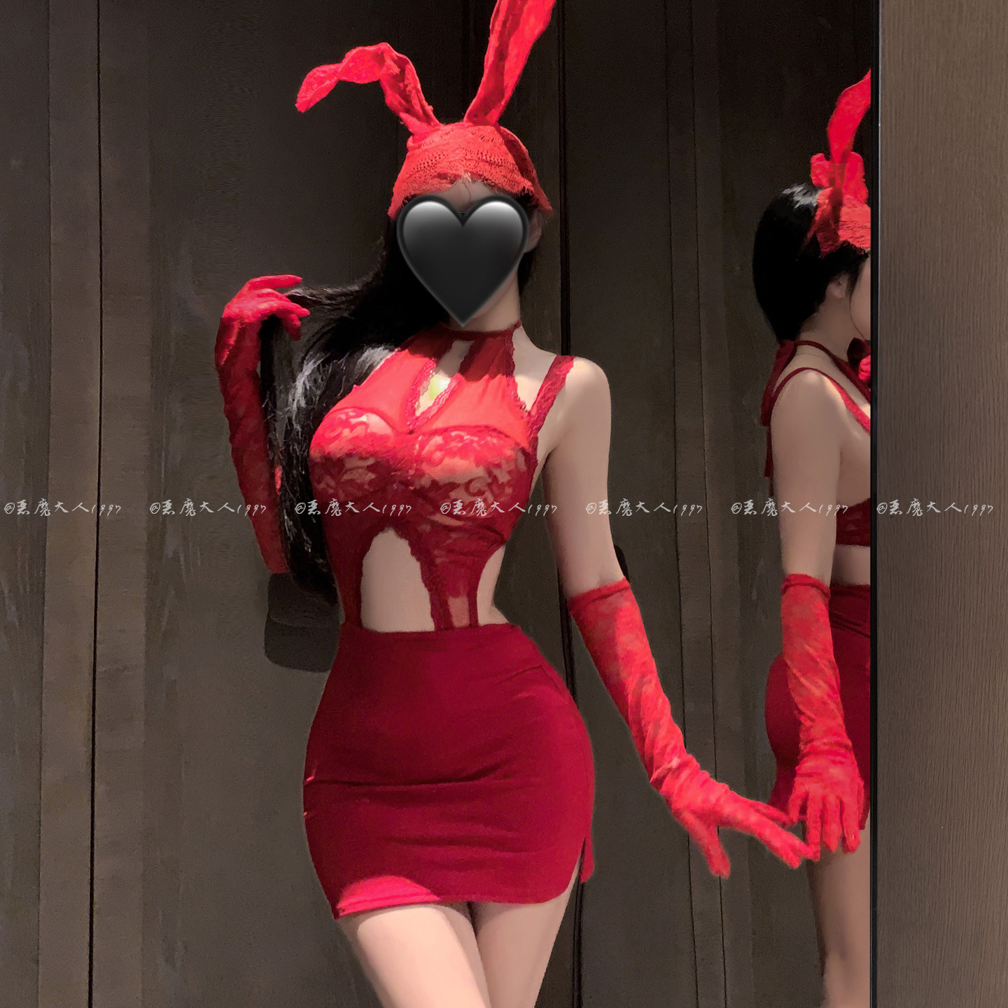 恶魔大人情趣性感绑带挂脖透视聚拢束腰包臀马甲连体衣qqny睡裙女