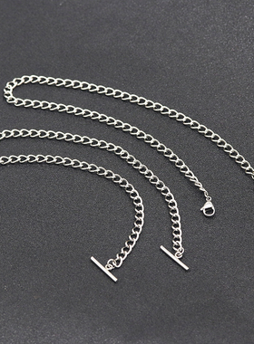 两头挂扣链条5mm粗链子钛钢一字扣衣服T恤挂链Diy手工延长装饰链