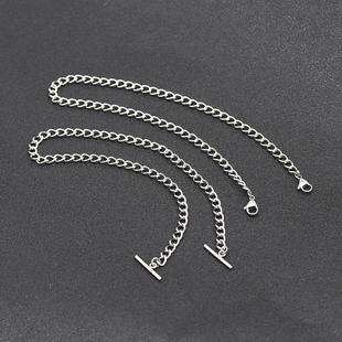 两头挂扣链条5mm粗链子钛钢一字扣衣服T恤挂链Diy手工延长装 饰链