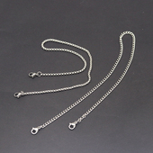 卉萱双扣头钛钢项链服饰挂链多尺寸简约方珍珠侧身链细扭链配链条