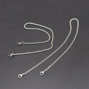 卉萱双扣头钛钢项链服饰挂链多尺寸简约方珍珠侧身链细扭链配链条