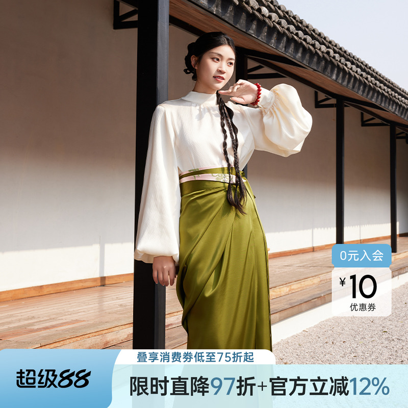 听旬汉服新中式宋制改良旋裙套装