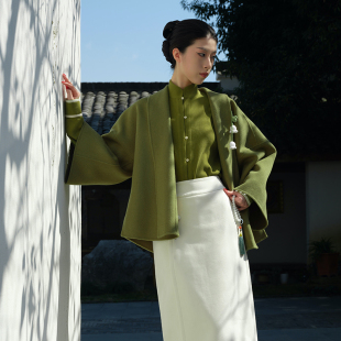 听旬风入松春秋新款 外套女 原创国风下裙汉服日常改良立领对襟短衫