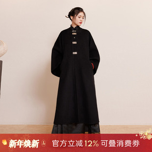 听旬滕王阁序秋冬汉服女改良原创国风双面呢纯羊毛大衣中长款 外套