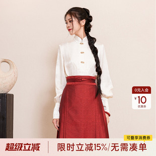 上衣 听旬嘉姻春夏季 新品 汉服女改良原创国风立领衬衫 日常通勤长袖