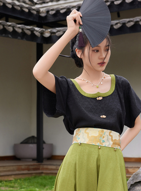听旬山君夏新款汉服女日常半身裙原创唐制改良十二破裙国风鸡心领