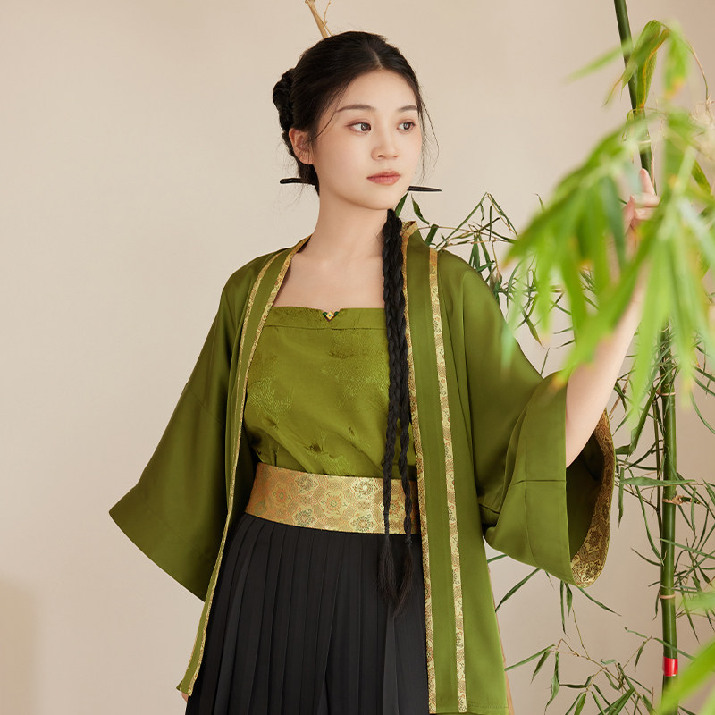 听旬汉服国风短衫改良一片式褶裙图片