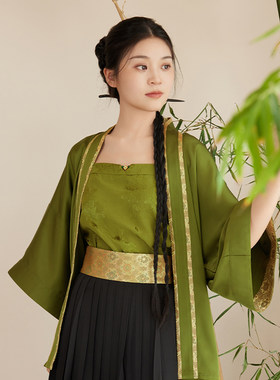 听旬汉服国风短衫改良一片式褶裙