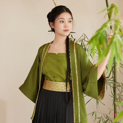 听旬汉服国风短衫改良一片式褶裙