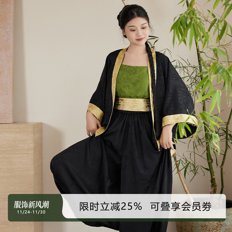 听旬汉服宋制短衫通勤改良灯笼裤