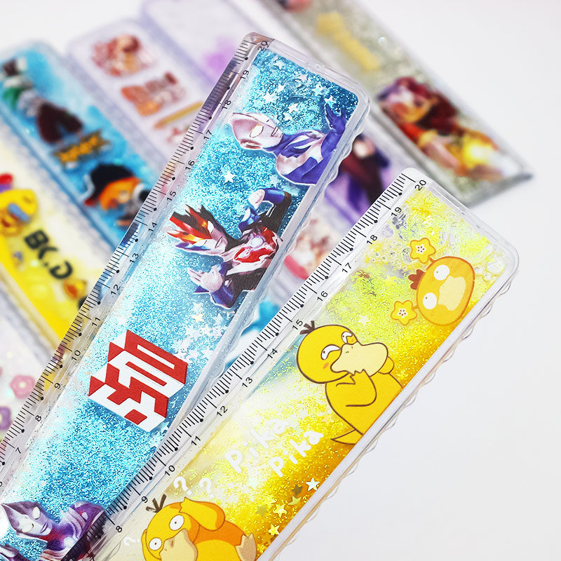 韩国创意樱花流沙书签尺子可爱卡通少女心学生文具透明直尺刻度尺