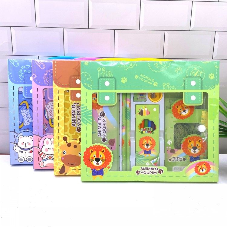 儿童学习文具套装创意礼盒套尺蜡笔组合文具背包造型礼盒文创礼品