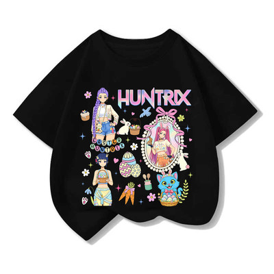 KPopDemonHunters猎魔女团RumiZoeyMira短袖衣服女孩中大童体恤衫