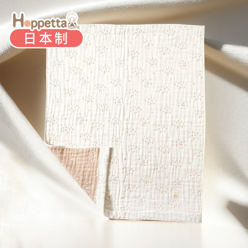 日本进口Hoppetta蔬彩绘六层纱布婴儿被子宝宝盖被空调被四季盖毯