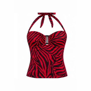 女士挂脖露背条纹无袖上衣Hanging neck backless sleeveless top