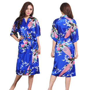 2018 New Women Satin Long Nightgown Sexy Kimono Robe Bathrob
