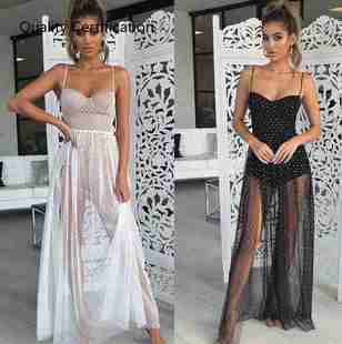 Dress Sundress See Ups Cover Bikini Maxi Boho Through Mesh