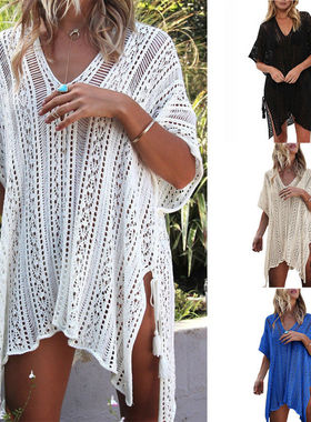 Bikini Swimwear Short Sleeve Cover Ups Holiday  Beach Dress