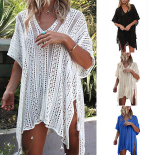 Bikini Swimwear Short Sleeve Cover Ups Holiday  Beach Dress