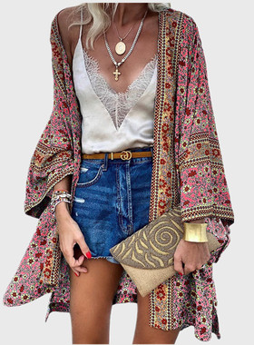 Loose casual long sleeve printed top薄款宽松休闲长袖印花上衣