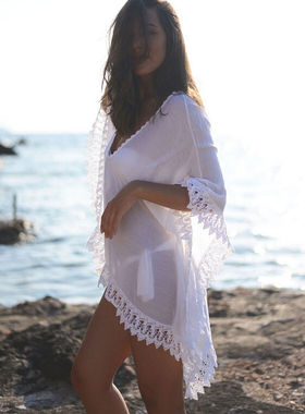 ort Cover Up White Hollow Out Swim Suit Swimwear Beach Dress
