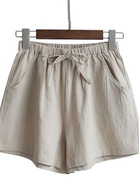Sports A-line cotton and linen shorts women女运动a字棉麻短裤