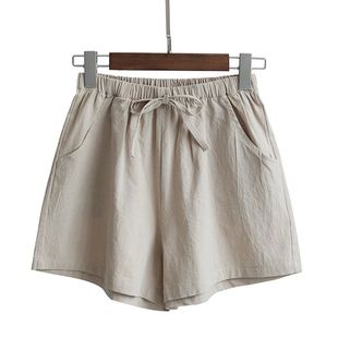 cotton and linen Sports women女运动a字棉麻短裤 line shorts