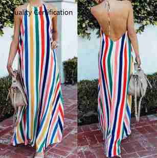 Colorful Striped New Beach Sundress Smock