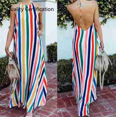 Colorful Striped New Beach Sundress Smock
