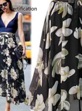 Plus size floral skirt, mid-length and large swing skirt8505