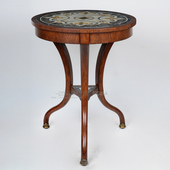 复古彩绘玻璃木色小圆边几沙发角几灯台茶几咖啡台 美式 点睛大师