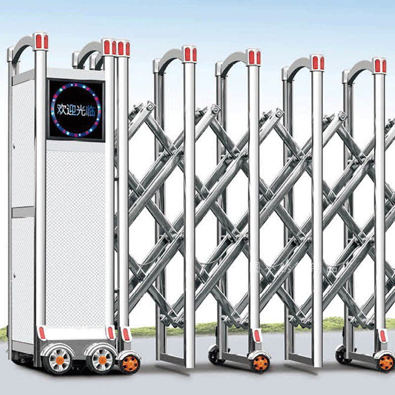 天鹰一号不锈钢伸缩门工地折叠收缩门隧道工程平移拦车工厂大门