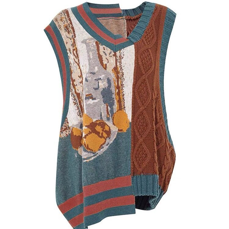 春秋新款复古针织马甲背心外搭文艺小清新毛衣叠穿法式衬衫潮