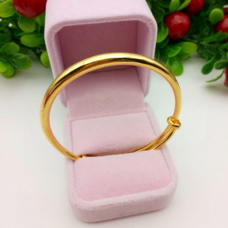 越南沙金仿黄金推拉可调节磨砂麻花光面镀金手镯结婚首饰久不掉色