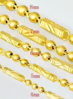 沙金镀金六角柱竹节项链