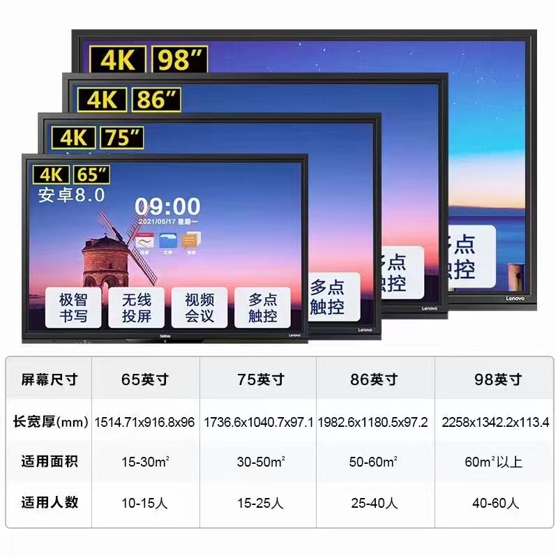 联想SE55SE65S65ProS75ProS86Pro教学会议平板一体机触屏电子白板