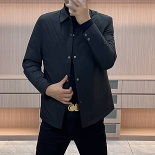 冬季夹克外套防风面料青年男士修身百搭商务休闲翻领白鹅绒羽绒服