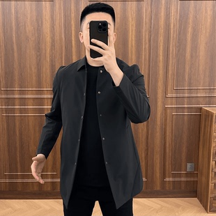 25冬季新款外套防风保暖面料可拆卸白鹅绒内胆男士中长款羽绒风衣