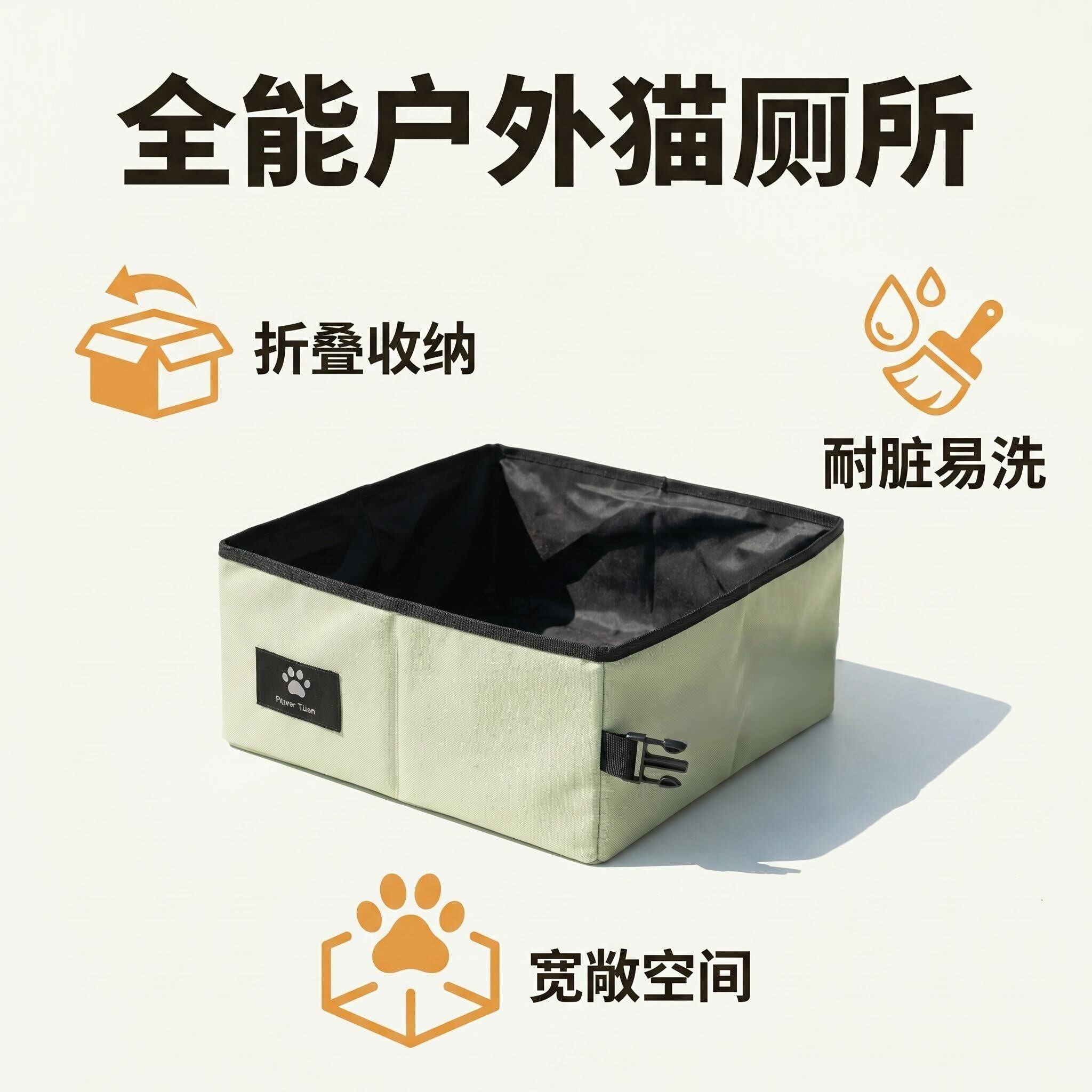 zeex便携折叠猫砂盆特大号可拆洗沙盘开放式猫咪露营猫窝户外厕所