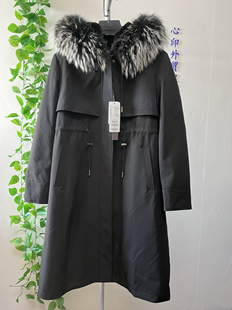 新款派克服女獭兔毛内胆可拆卸中长款狐狸毛领外套加厚保暖 66199