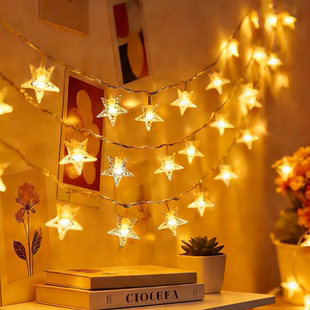 新年led灯串星星灯装饰灯串灯太阳能灯串阳台卧室过年彩灯氛围灯