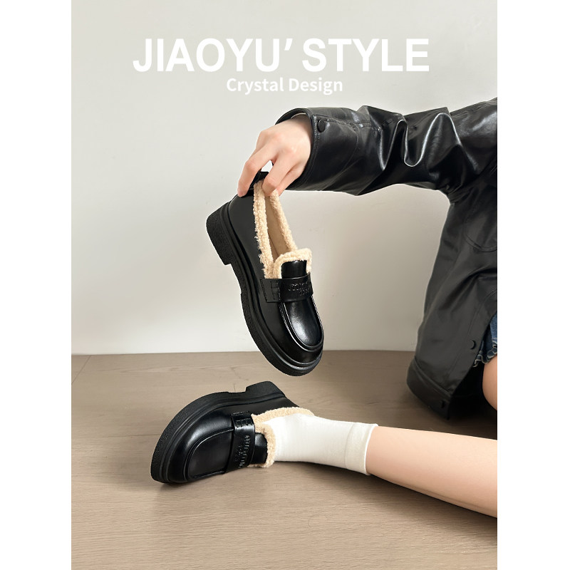 真皮~骄屿乐福鞋2025新款秋冬加绒勃肯鞋通勤法式单鞋厚底小皮鞋,女鞋,勃肯鞋/软木鞋,淘宝优惠券,粉丝福利购,淘宝优惠卷