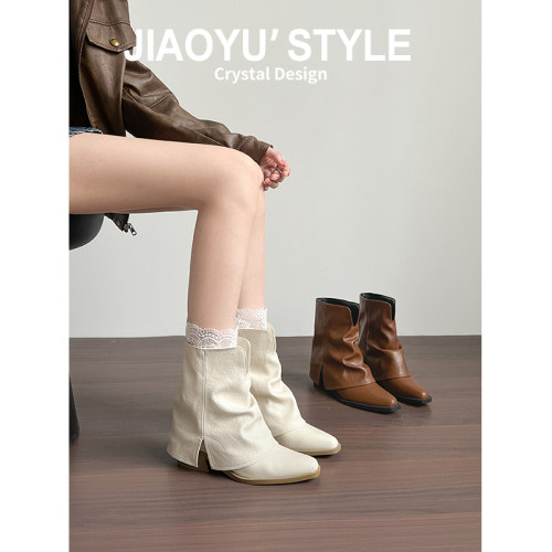 现货！！【免费试穿】牛皮短靴